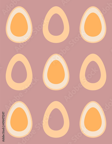 Seamless pattern of abstract eggs. Background of Easter stylized eggs. Yolk and protein