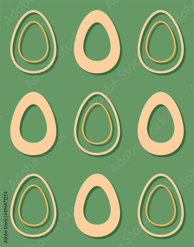 Seamless pattern of abstract eggs. Background of easter stylized eggs with shadow