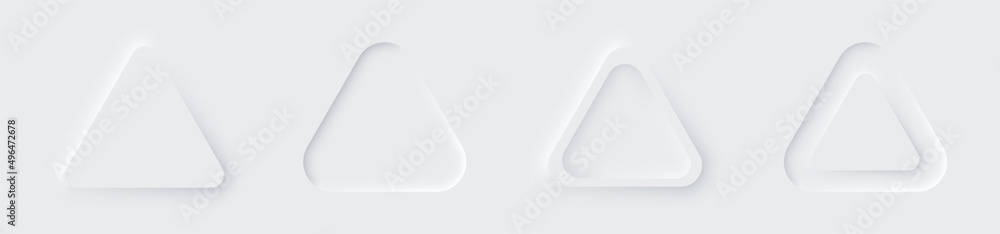 Neumorphic triangle set. White style. Web elements. 3d design Neumorphic triangle set. White style. Web elements. 3d design