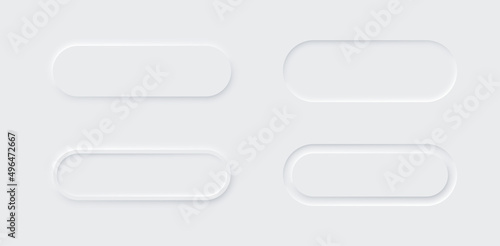 Neumorphic rectangle set. White style. Web elements. 3d design