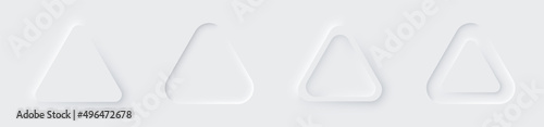 Neumorphic triangle set. White style. Web elements. 3d design
