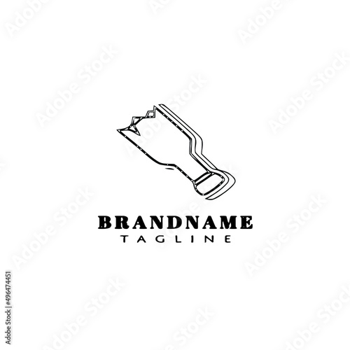 broken bottle cartoon logo icon design template black isolated simple illustration