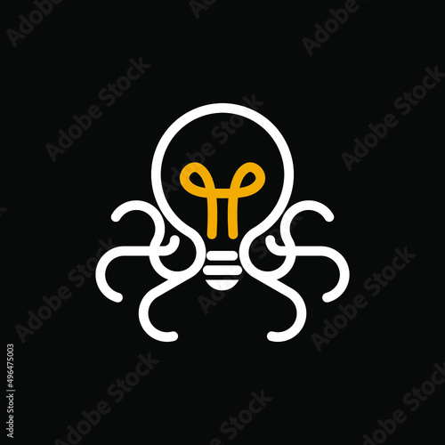 combination of a light bulb depicting an intelligent, and an octopus