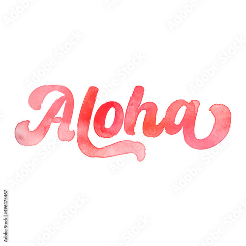 Text ‘Aloha’ written in hand-lettered watercolor script font.