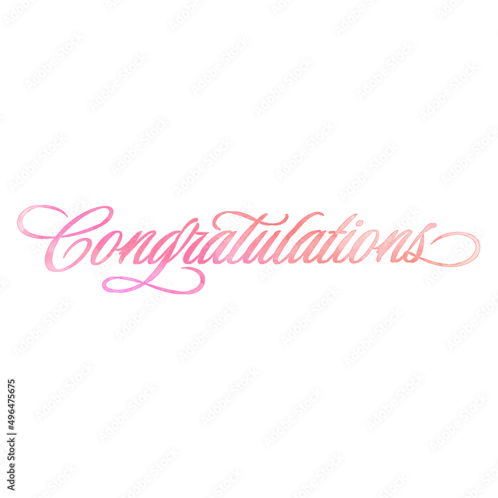 Text ‘Congratulations’ written in hand-lettered watercolor script font.