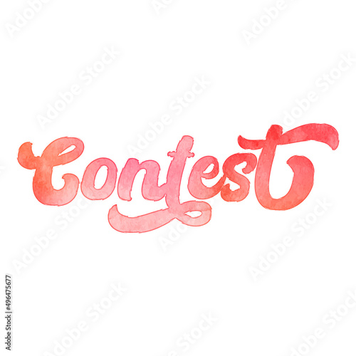Word ‘Contest’ written in hand-lettered watercolor script font.