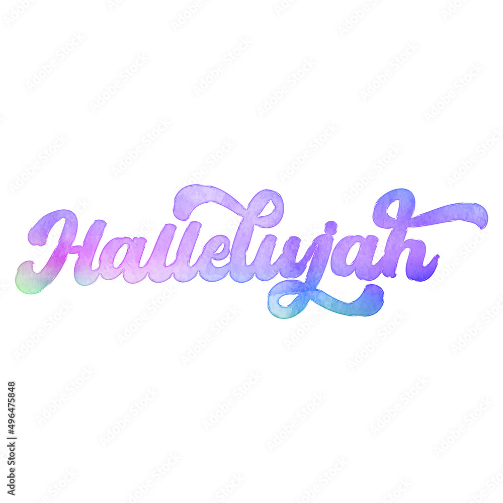 Text ‘Hallelujah’ written in hand-lettered watercolor script font.