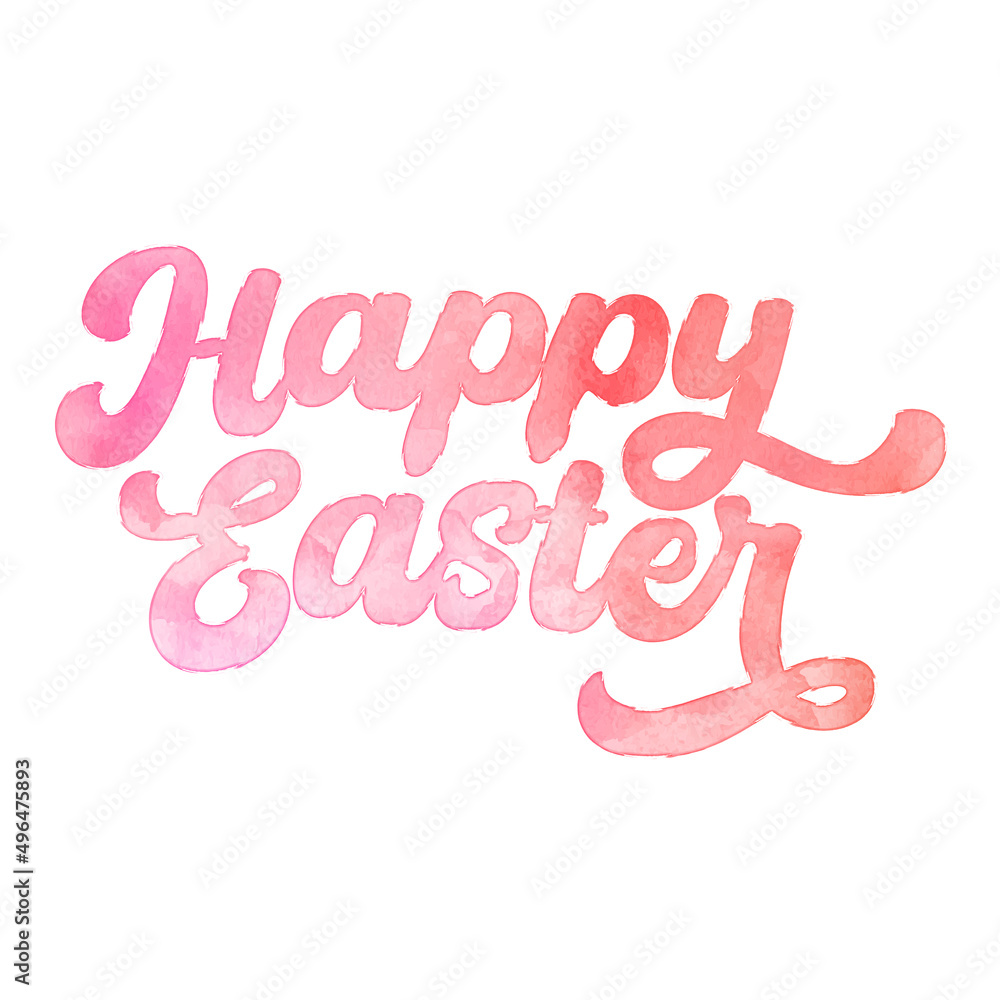 Text ‘Happy Easter’ written in hand-lettered watercolor script font. Text ‘Happy Easter’ written in hand-lettered watercolor script font.