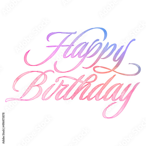 Canvas Print Text ‘Happy Birthday’ written in hand-lettered watercolor script font