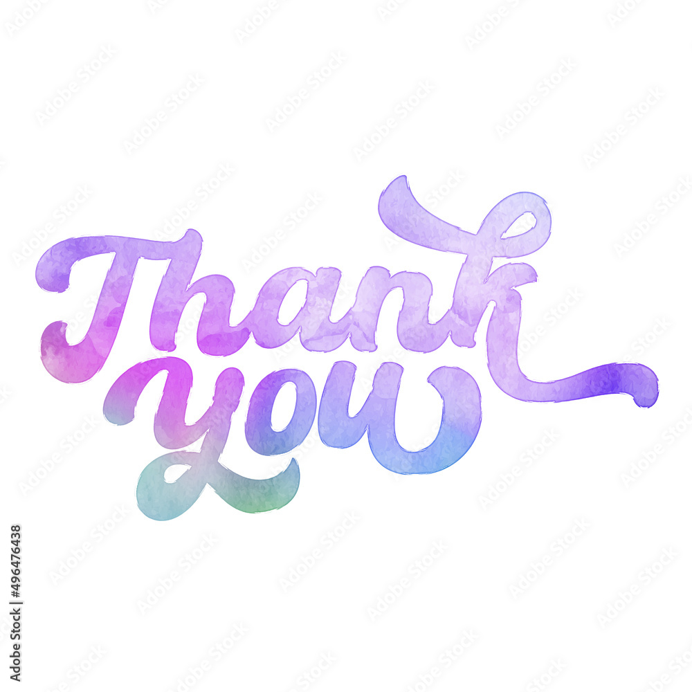 Obraz premium Text ‘Thank You’ written in hand-lettered watercolor script font.