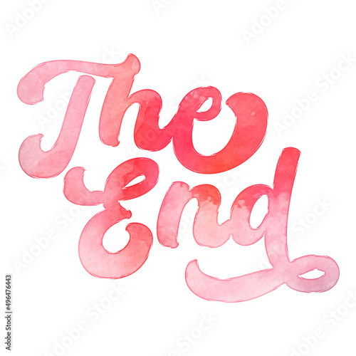 Wallpaper Mural Text ‘The End’ written in hand-lettered watercolor script font. Torontodigital.ca