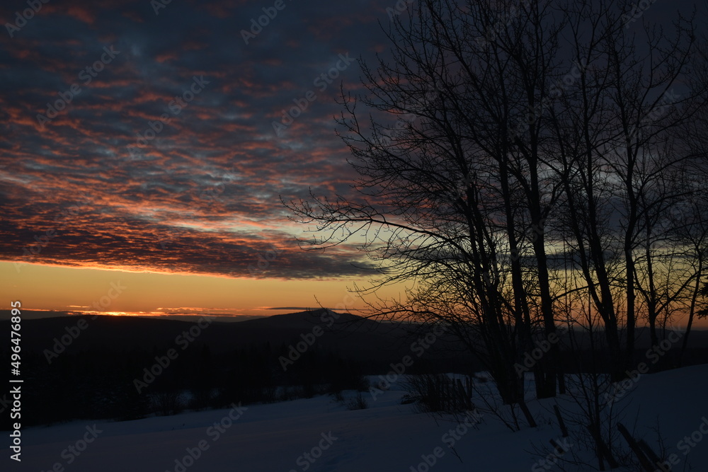 
A sunrise on a winter morning, Sainte-Apolline, Québec, Canada