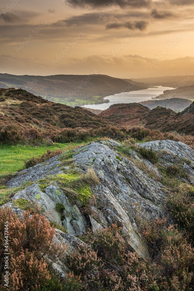 Majestic Autumn sunset landscape image from Holme Fell looking towards Coniston Water in Lake District Majestic Autumn sunset landscape image from Holme Fell looking towards Coniston Water in Lake District