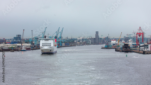 Photography Panorama of Dublin Bay with Dublin Port, Ferry in the background - Dublin, UK