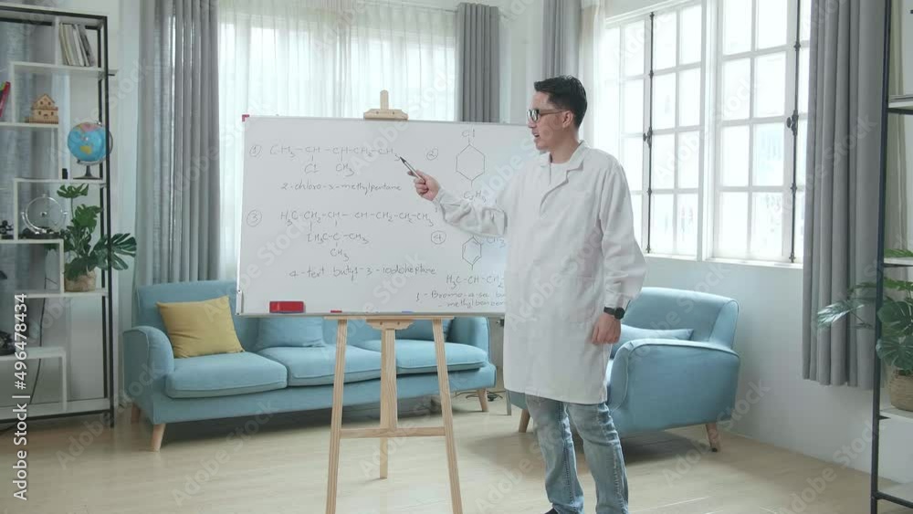 Asian Male Teacher With Glasses Teaching Chemist At Home
Asian Male Teacher With Glasses Teaching Chemist At Home