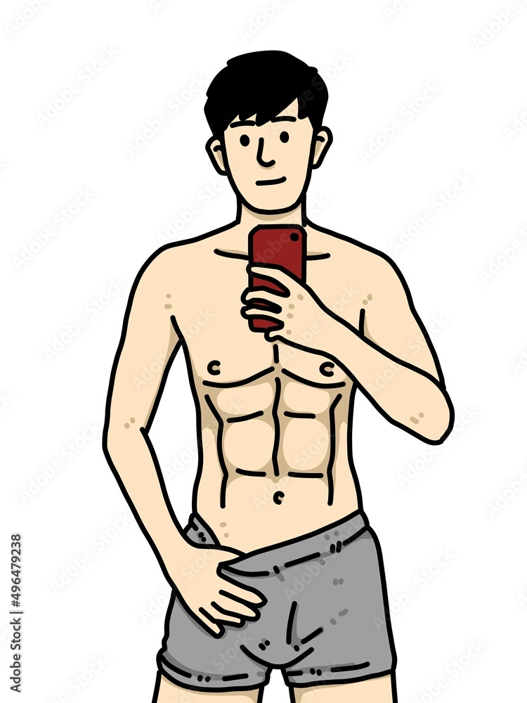 Fototapeta premium cute man cartoon on white background