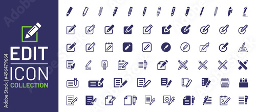 Edit icon collection. Writing note symbol vector illustration. photo