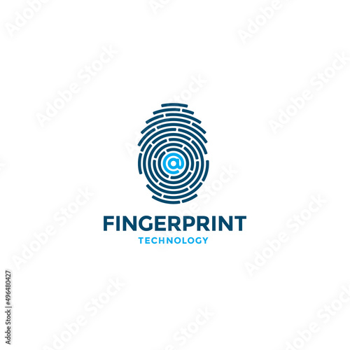 Digital Fingerprint and At Sign logo or icon design