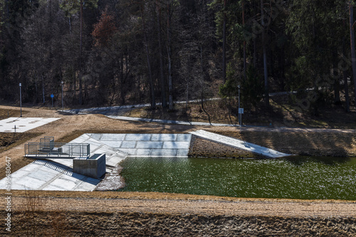 Rain water reservoir or pond after a heavy rains