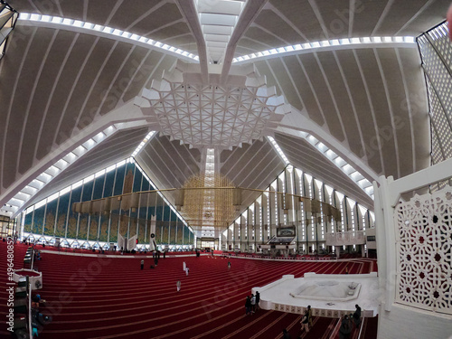 Inside view of Faisal Mosque Islamabad, Pakistan