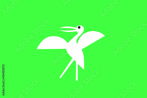 blue bird on green background