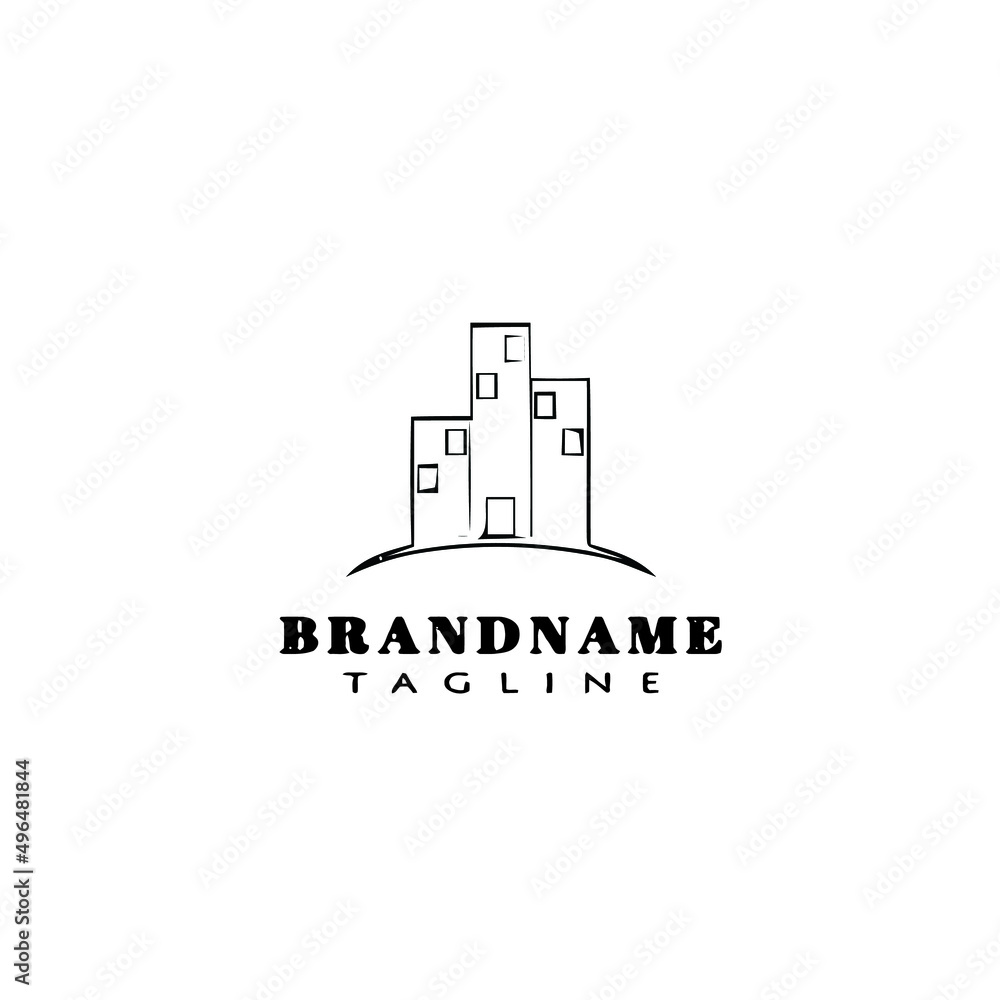 hotel logo cartoon icon design template black isolated vector