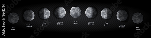 Realistic lunar eclipse. Collection of stickers with captions for social networks. Astronomy and astrology, study of space and Solar system. Set of galaxy and universe. Isometric vector illustration