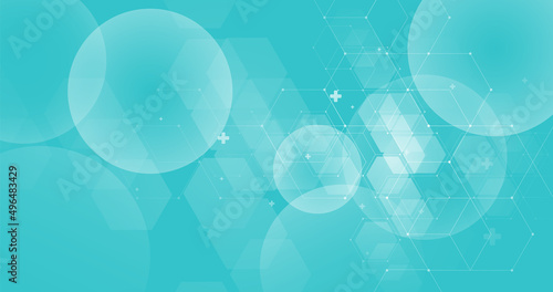Abstract blue geometric hexagon background. Healthcare concept background. Vector illustration