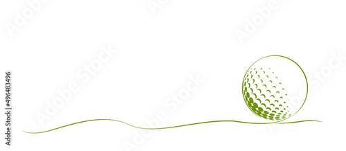 Fotografia Golf ball with Continuous green line color drawing