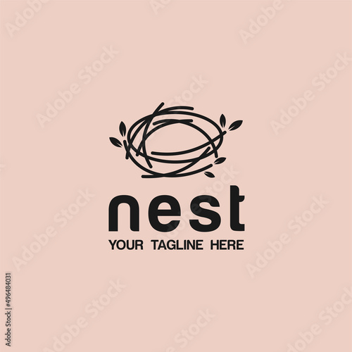 Simple and minimal bird nest icon logo line illustration with leaf symbol, bird house symbol logo Vector template, suitable for your design need, logo, illustration, animation, etc.
