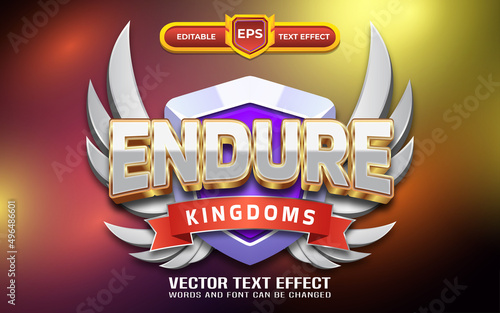 Endure 3d logo with editable text effect and silver style