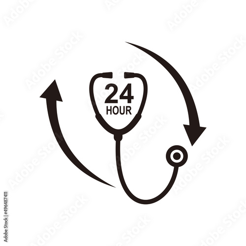 24 hours doctor service logo iconvector. sign of 247 day and night healthcare medical services	