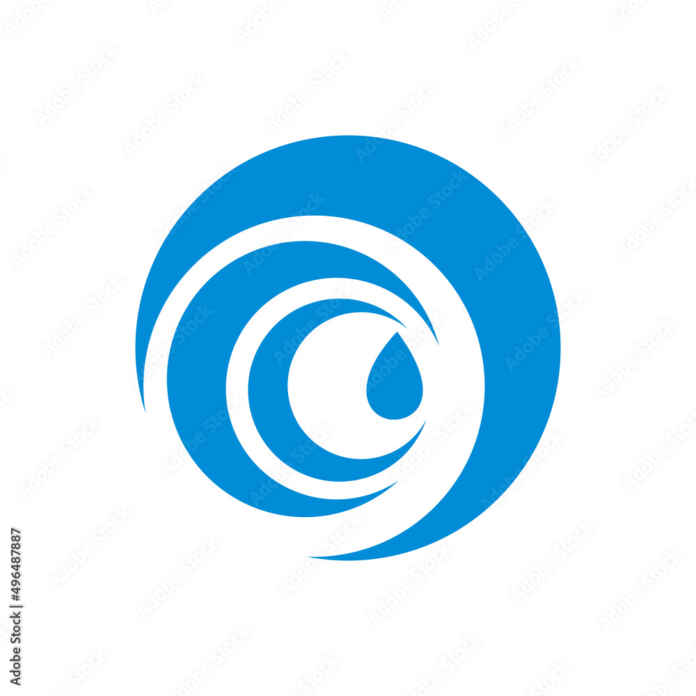 Water wave vector logo on white background	