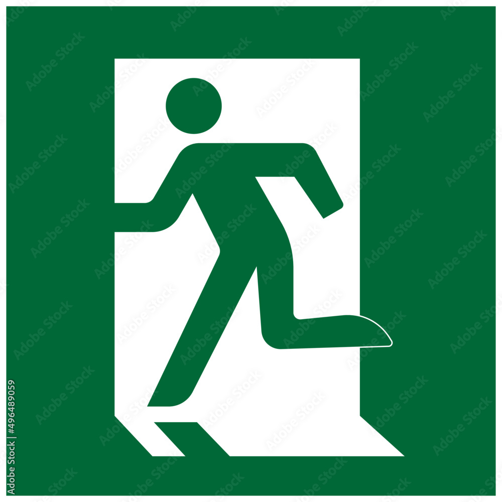 Evacuation table showing exit direction in case of fire alarm. The sign, logo, embleme or simbol of fire safety of facilities Evacuation table showing exit direction in case of fire alarm. The sign, logo, embleme or simbol of fire safety of facilities