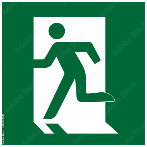 Evacuation table showing exit direction in case of fire alarm. The sign, logo, embleme or simbol of fire safety of facilities