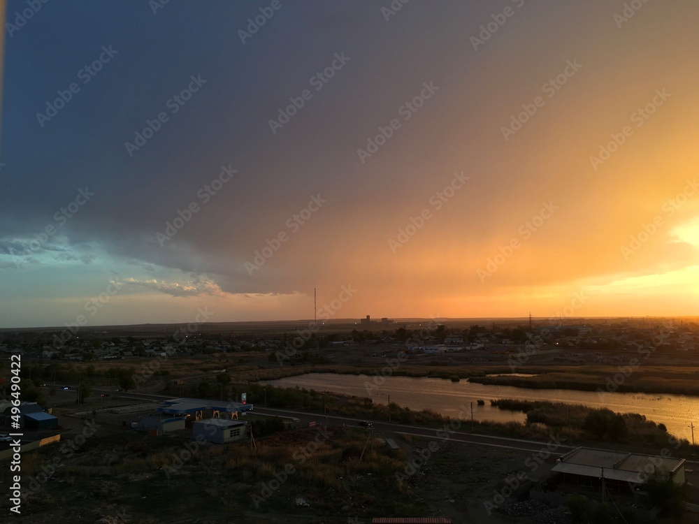Fototapeta premium sunset over the river