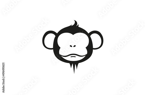 creative monkey face smile logo vector design icon illustration