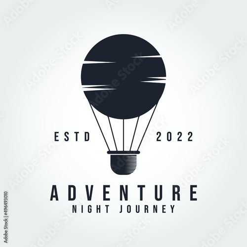 hot Air balloon. moon air balloon creative concept air transportation design logo