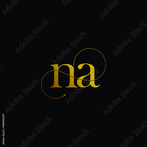Initial letterN-A or alphabet N-A. Simple and modern vector logo design with gold colours