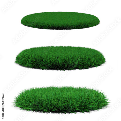 3 different grass podium on white background