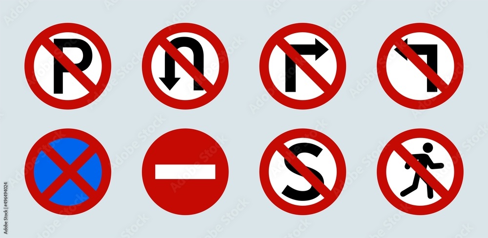 Creative vector illustration of road warning sign isolated. Prohibition signs set. Creative vector illustration of road warning sign isolated. Prohibition signs set.