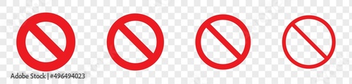 Set of red prohibition sign with no symbol.