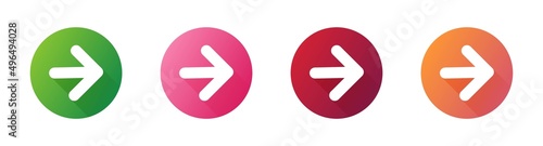 Arrow icon set for forward click buttons. Arrows symbol with shadow.