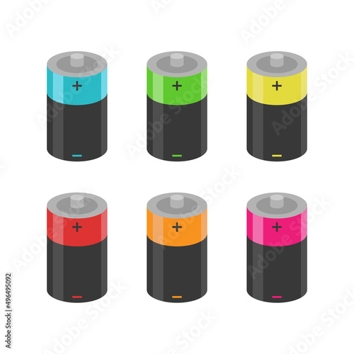 Battery vector icon set on white background