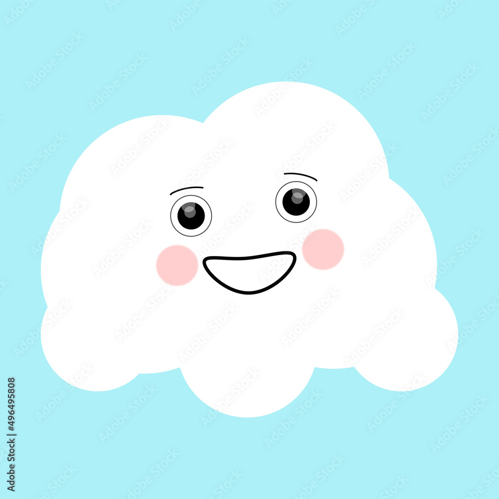 A funny cloud is flying across the sky. The character is cartoon. A funny cloud is flying across the sky. The character is cartoon.