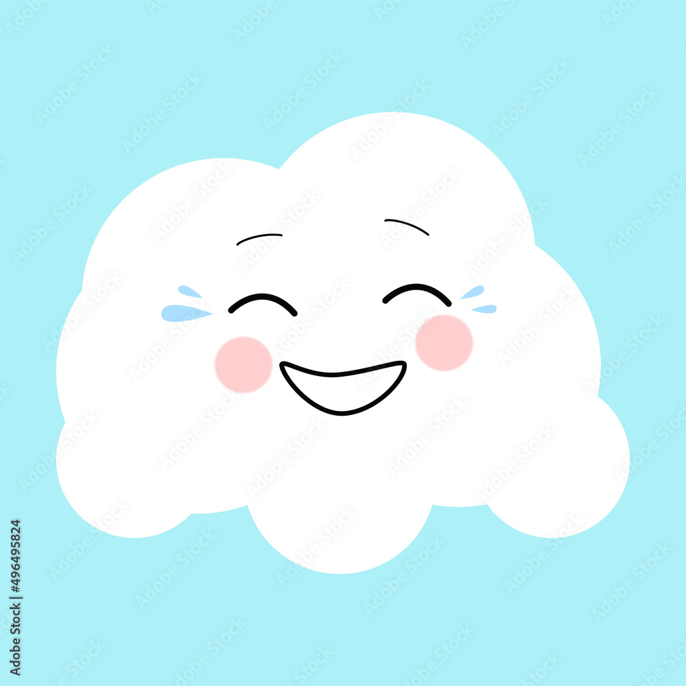A cheerful cloud is flying across the sky. The character is cartoon. A cheerful cloud is flying across the sky. The character is cartoon.