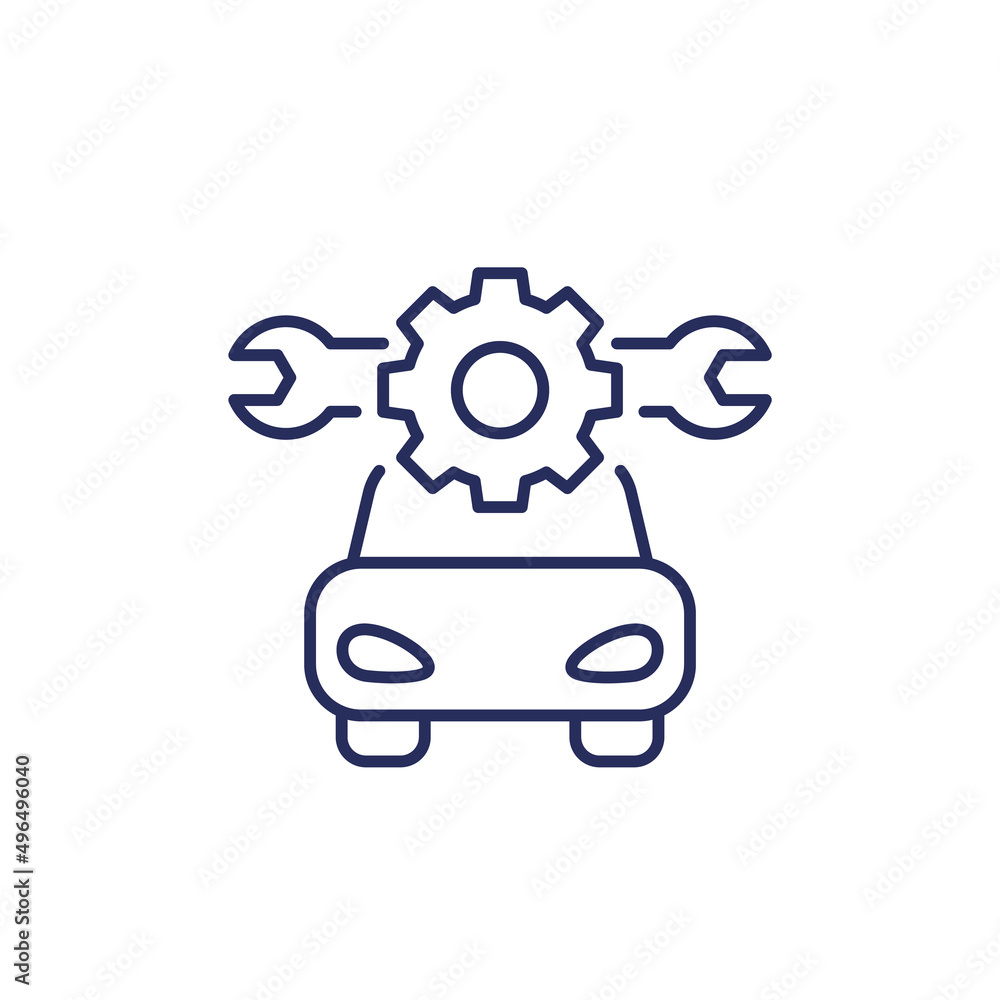 car repair service line icon on white