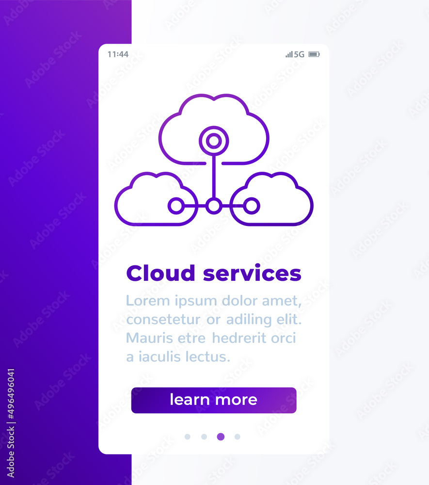 Cloud services, saas mobile banner with line icon Cloud services, saas mobile banner with line icon