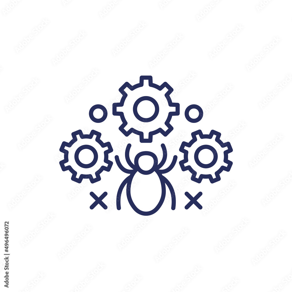 Debugging and testing line icon with a bug Debugging and testing line icon with a bug