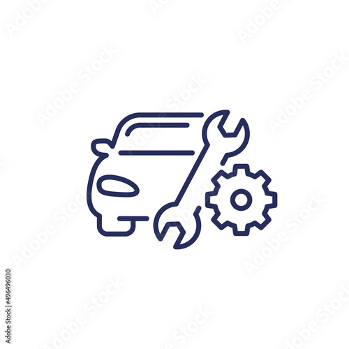 car repair service line icon with wrench